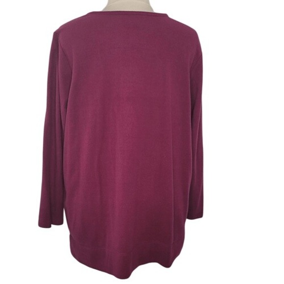 Woman Within Burgundy Fleece Pullover Top‎ - Picture 8 of 13